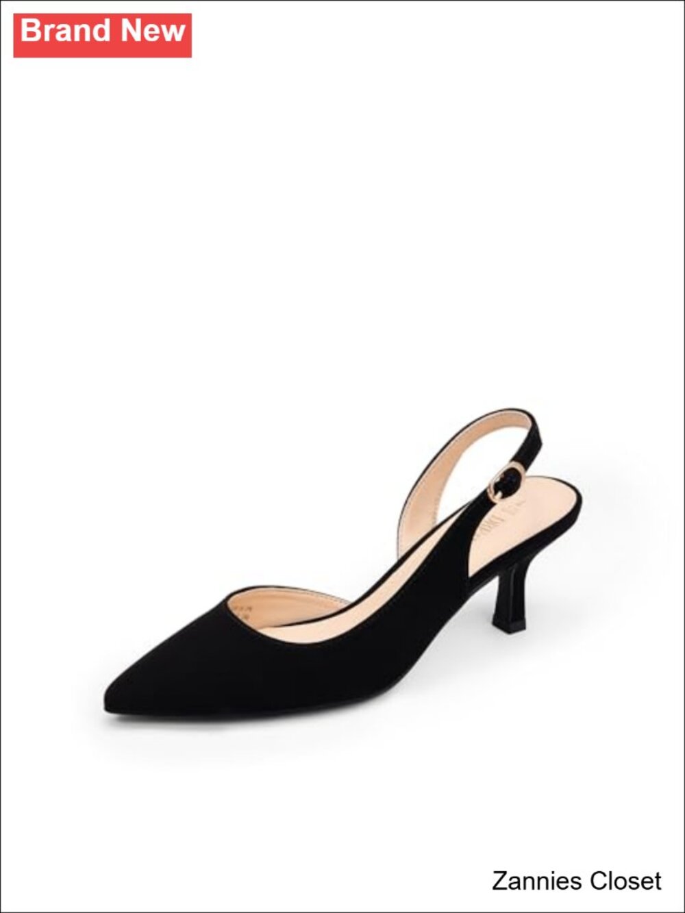 ✨DREAM PAIRS Women's Kitten Heel Slingback Pumps Faux Leather Pointed Toe